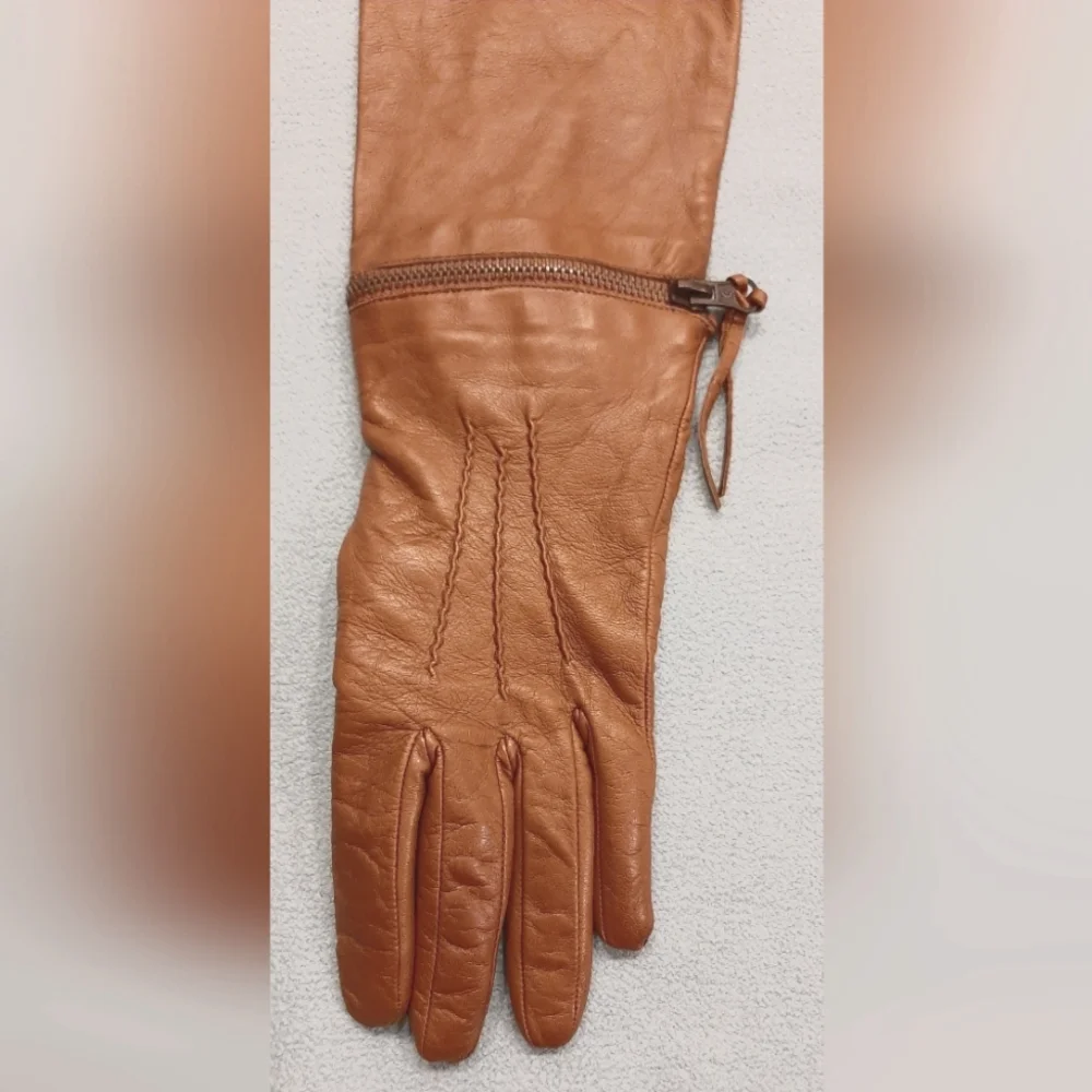 IMONI | Brown Leather, Adjustable Gloves